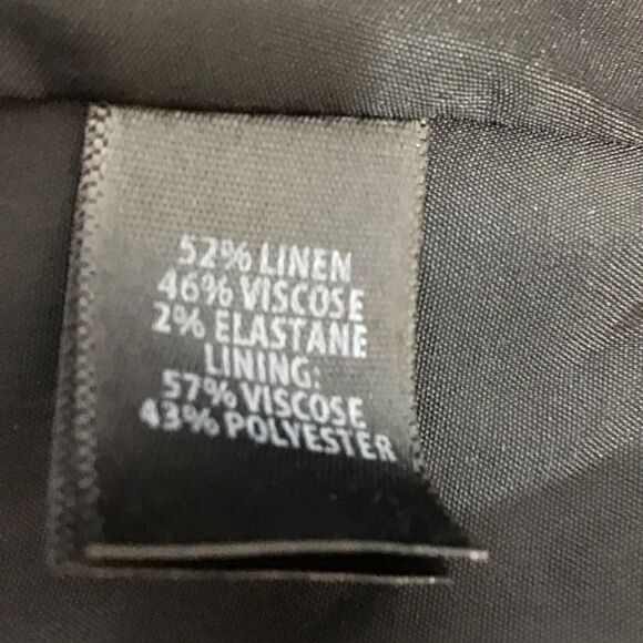 St John Black Linen Blend Collarless Attached Front Tie Belt Blazer New Size 10 - Picture 7 of 12